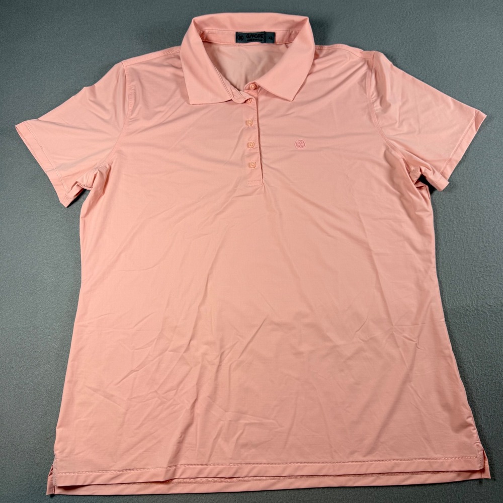 G/FORE Womens XL Short Sleeve Polo Shirt Peach Pink Circle G Logo Golf Top